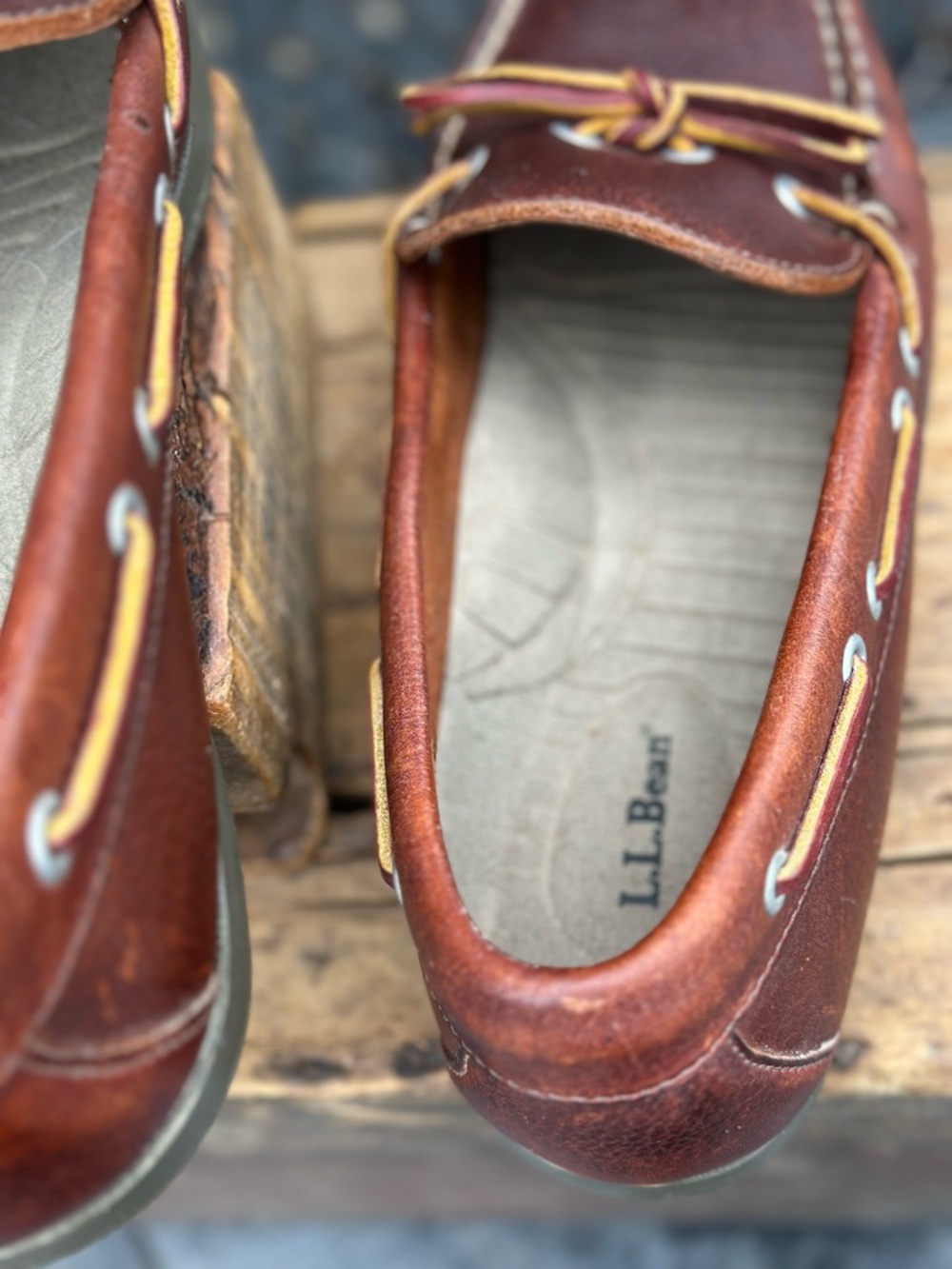LL Bean Men's Brown Leather Moccasin Boat Shoes Loafers - Picture 6 of 8